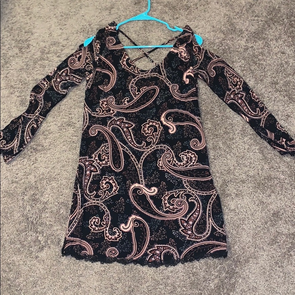 Black and pink paisley dress.